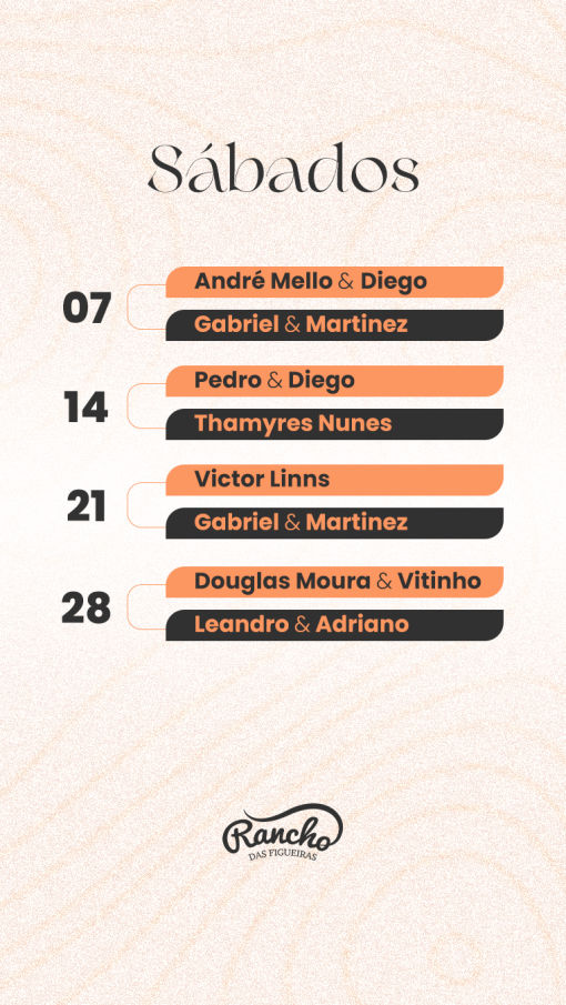 Programação Sábados - Rancho das Figueiras